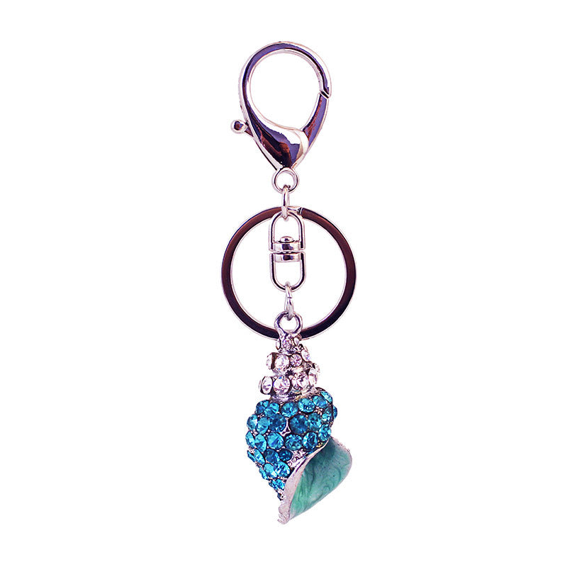 Wholesale Lovely Diamond Colored Conch Car Zinc Alloy Keychains